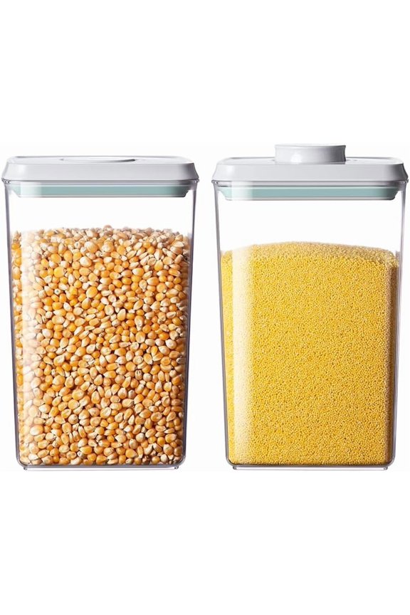 Food Storage Containers with Lids,2.9Qt 2Pcs Airtight Pop Food Storage Containers, BPA-Free Stackable Kitchen Pantry Organizers and Storage, One Button Opening Flour and Sugar Container Sets