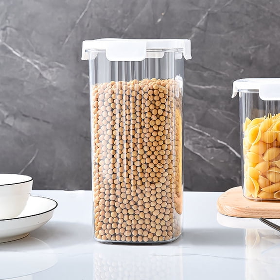 Food Storage Containers with Lids - 3-Piece Set of Airtight Plastic Jars for Coffee, Tea, Flour & Pantry Organization | 600ml, 1300ml, 1900ml | BPA-Free, Stackable, Clear