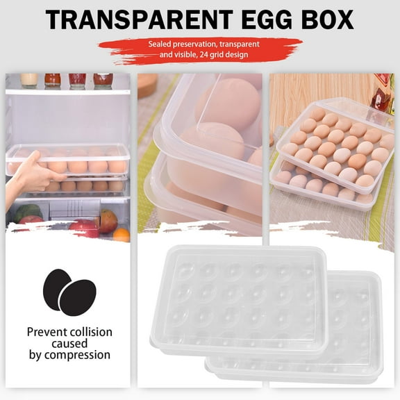 Food Storage Containers with Lids Airtight Deviled Egg Containers with Lid Portable Storage Carrier Egg Holder Stackable Plastic Egg Tray Carrier for Kitchen Fridge