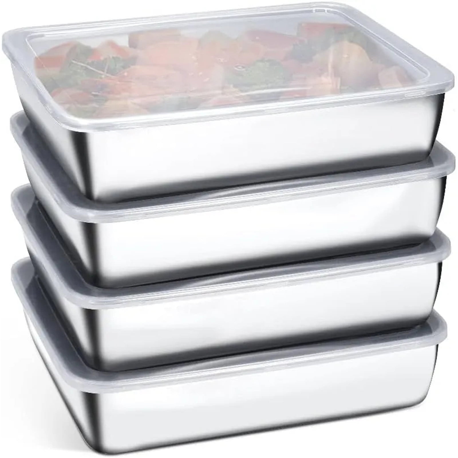 Food Storage Containers with Lids Airtight, Stainless Steel Stackable Kitchen Organizers, Heavy-Duty Thickened design for Fridge Produce, Leftover Dishes, and Freezer Or Pantry