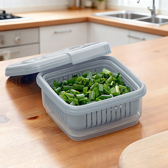 Food Storage Containers with Lids Fridge Berry Storage Container with Lid/Strainer Fresh Produce Saver Keeper for Scallion Ginger Garlic Vegetable Fruit Meat Lettuce Happy 2026!