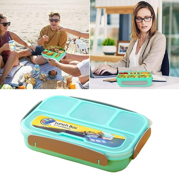 Food Storage Containers,Lunch Box Containers For Toddler/Kids/Adults 1300ml 4 Compartments&Fork Leak Proof Microwave Dishwasher Freezer