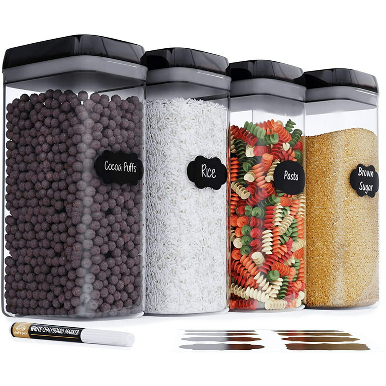 Food Storage Containers, Pantry Organization and Storage ,kitchen  Organization - Ideal for Cereal, Spaghetti, Noodles, Pasta & Flour -  Plastic Canisters with Lids 