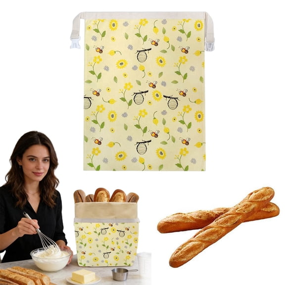 Food Storage Containers,Reusable Beeswax Bread Bags for Sourdough & Homemade Bread – Large Cotton-Lined Bread Storage Bag to Keep Fresh, Eco-Friendly & Portable(13"W*17"L)