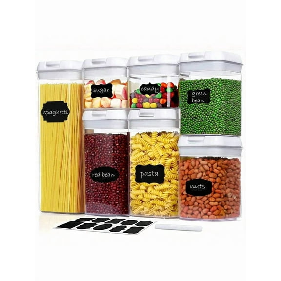 Food Storage Containers Set Of 7pcs - Plastic PP, Leakproof Airtight With Lids, Perfect For Kitchen, School, Office, Camping, Picnic, Christmas