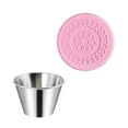 thumbnail image 1 of Food Storage Containers, Stainless Steel Sauce Cup Sealed Silicone Lid Dipping Cup Pink, Fdelink Dressing Containers Small Condiment Containers with Lids Condiment Cup Dipping For Lunch Bento Box, 1 of 9