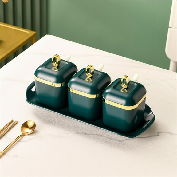 Food Storage Containers,Sugar Container And Spoon Tray Porcelain Sugar Bowl Condiment Pot For Coffee Restaurant Housewarming Bar Gift Three Cans White