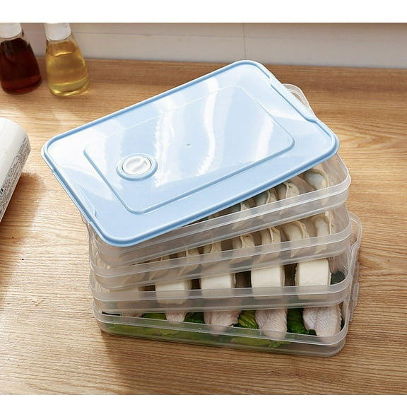 Food Storage Containers TASTAN Plastic Airtight Refrigerator Container - Single-Layer Dumpling & Food Keeper, Stackable Freshness Preservation Box, Transparent Kitchen Storage Solution, Blue