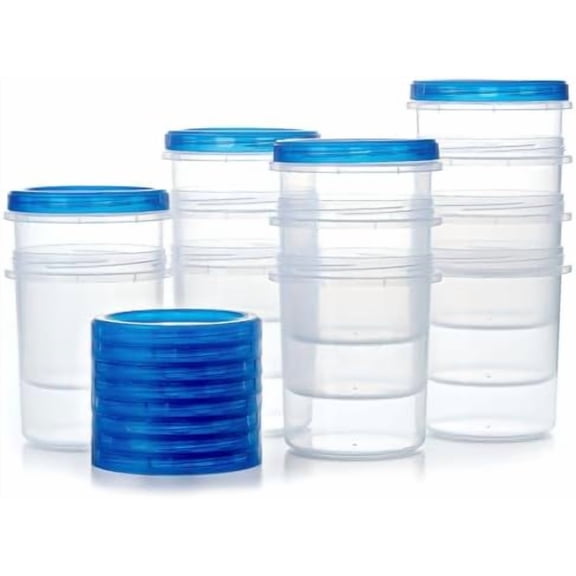 Food Storage Containers with Twist Top Lids, Ultra Thick Airtight Plastic Containers for Soup, Leftover, Ice Cream, Overnight Oats, BPA Free Stackable Freezer Containers [12 Pack-32 oz]