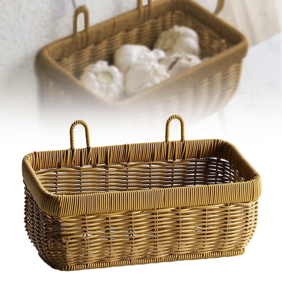 Food Storage Containers Woven Storage Basket Wall Hanging Vegetable Organizer Garlic Holder Efficient Home Kitchen Organization Tool.Big