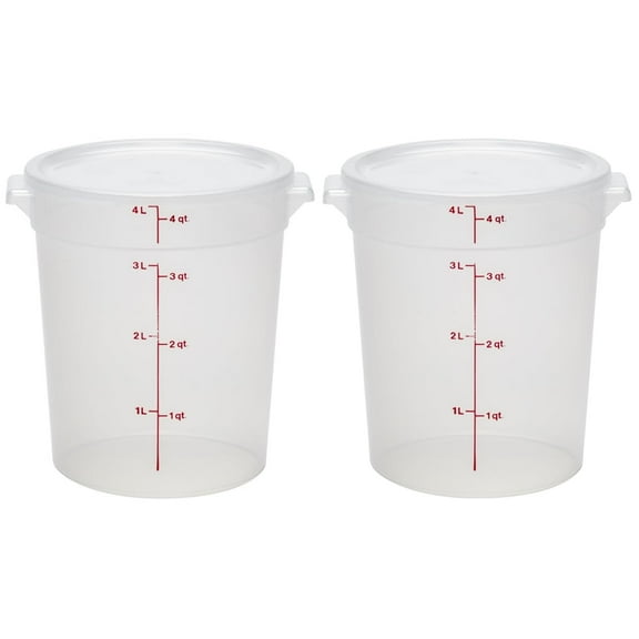 Food Storage Containers with Lids (BPA-Free) - 4 Quart - Food Grade Buckets with Lids (2 Pack) - For Dough Proofing and Brining (Translucent)