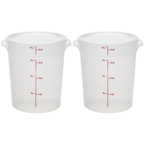 Food Storage Containers with Lids (BPA-Free) - 4 Quart - Food Grade Buckets with Lids (2 Pack) - For Dough Proofing and Brining (Translucent)
