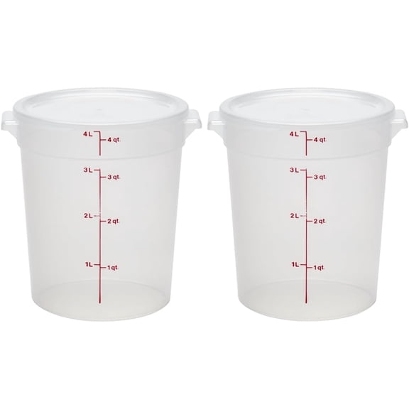 Food Storage Containers with Lids (BPA-Free) - 4 Quart - Food Grade Buckets with Lids (2 Pack) - For Dough Proofing and Brining (Translucent)