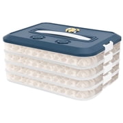 Food Storage Containers with Lids, Plastic Cookie Storage Containers Airtight, 4-Layer Stackable Food Containers Dumpling Storage Box, Blue