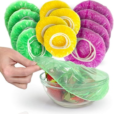 Food Storage Covers, Reusable Stretch Wrap Bowl Covers, 60PCS Colorful Kitchen Storage Lids Elastic Alternative to Foil for Family Outdoor Picnic
