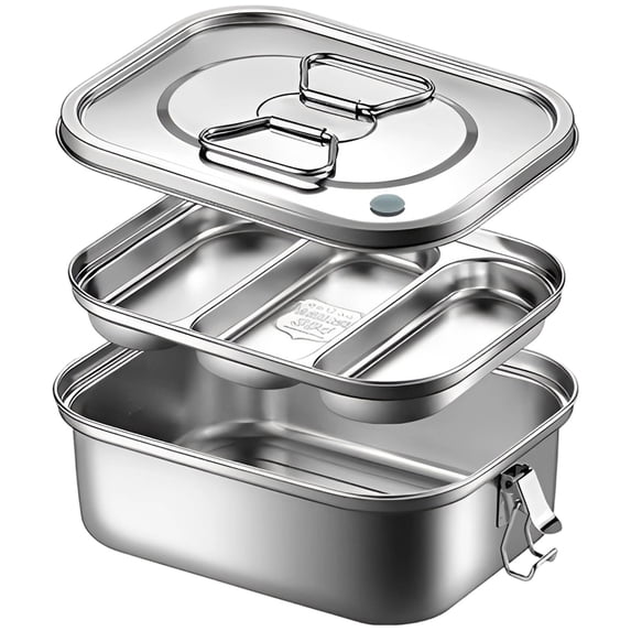 Food Storage Food Storage Containers Meal Prep Containers Airtight Food Storage Stainless steel double-layer lunch box with medium double compartments Stainless Steel