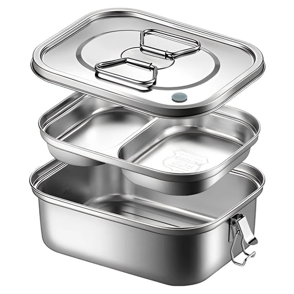Food Storage Food Storage Containers Meal Prep Containers Airtight Food Storage Stainless steel double-layer lunch box with small double compartments Stainless Steel