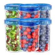 Food Storage Freezer 50oz, Containers Clear Bottom with Blue Twist Top Lids Reusable, Plastic Airtight Meal Prep Containers BPA Free | Stackable | Leakproof