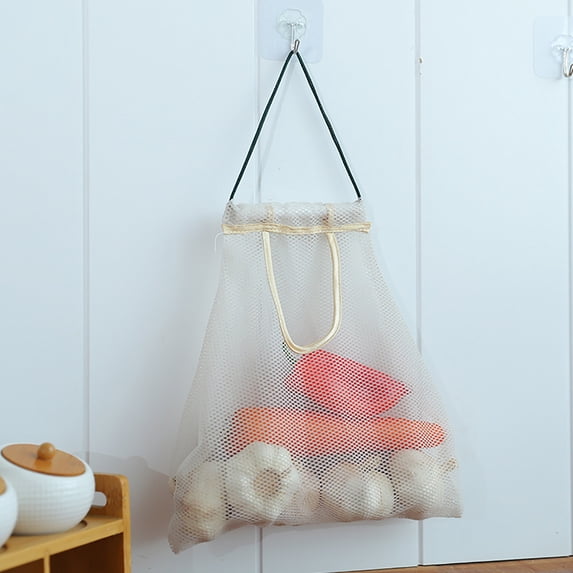 Food Storage Hanging Vegetable and Fruit Storage Bag Kitchen Sundries Wall Type Polyester Breathable Net Bag for Efficient Organization