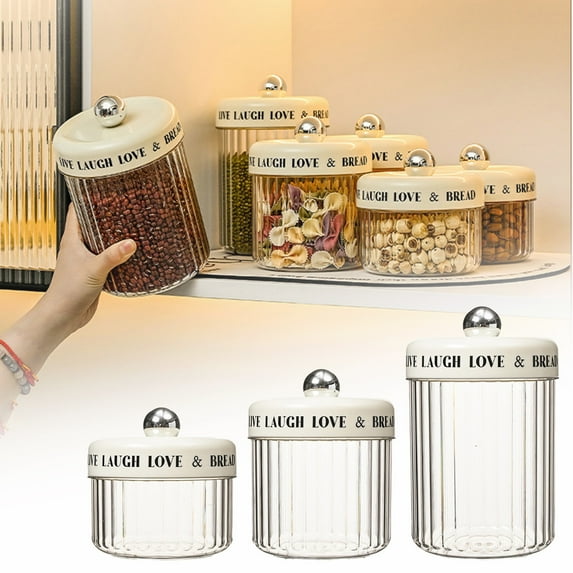 Food Storage Jar, Glass Sealed Jar, Airtight Lid, Non-Toxic Material, Modern Kitchen Design, Family Kitchen, Pantry Grain Storage, Bulk Dry Goods Jar TOPLIU