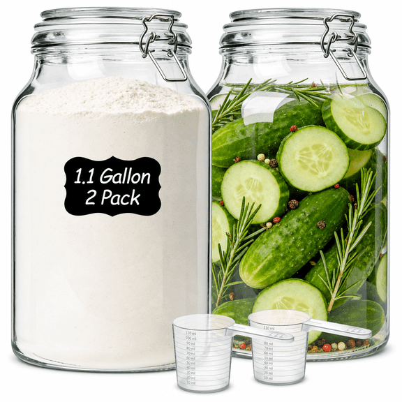 Food Storage Jars 138oz*2 2-Pack Bulk Flour Sugar Rice Ferment Storage