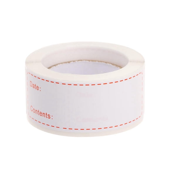 Food Storage Labels, Self Adhesive 3.0 Inch 125 Stickers Per Roll, 1 Roll of Pre-Printed Date Contents Marking Stickers, for Freezer Fridge Pantry Container Kitchen Meal Prep Leftover Organization