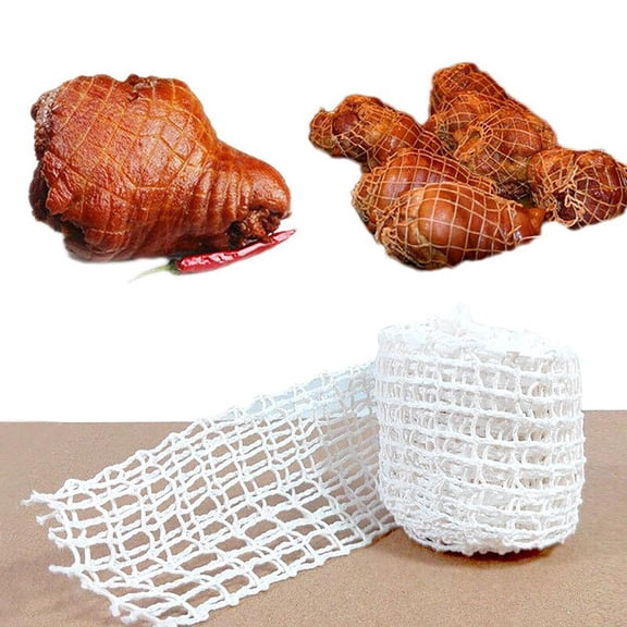Food Storage Meat Netting Roll for Securing Fresh Poultry Beef Sausage and Ham with Elastic Wrapping Netting for Even Cooking and Easy Handling