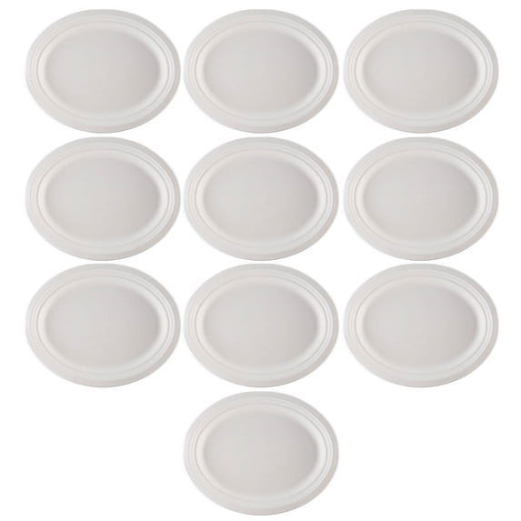 Food Storage Oval Paper Plates - White Inch Disposable Heavy Duty Dinner Plates Bulk Paper Dinnerware for Parties and Catering