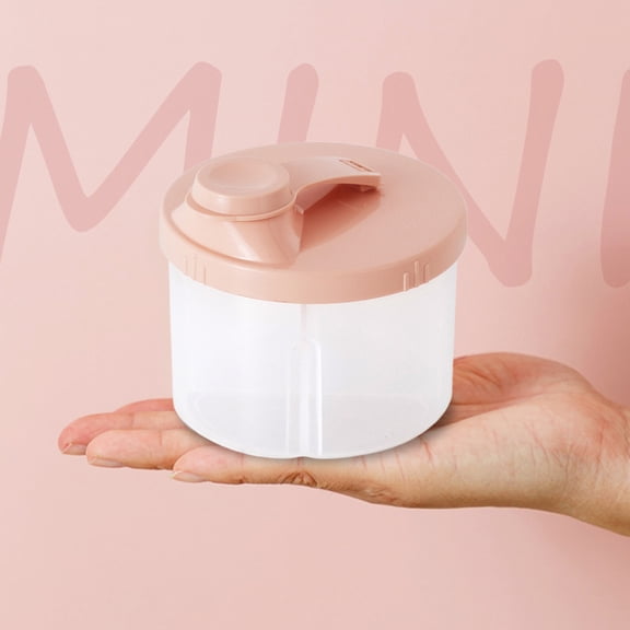 Food Storage Portable Milk Powder Formula Container with Four Compartments Rotating Dispenser for Travel and Easy Formula Storage, 3.72.36 inch, Pink