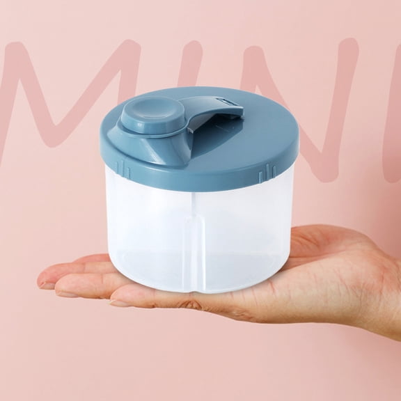 Food Storage Portable Milk Powder Formula Container with Four Compartments Rotating Dispenser for Travel and Easy Formula Storage, 3.7×2.36 inch, Sky Blue