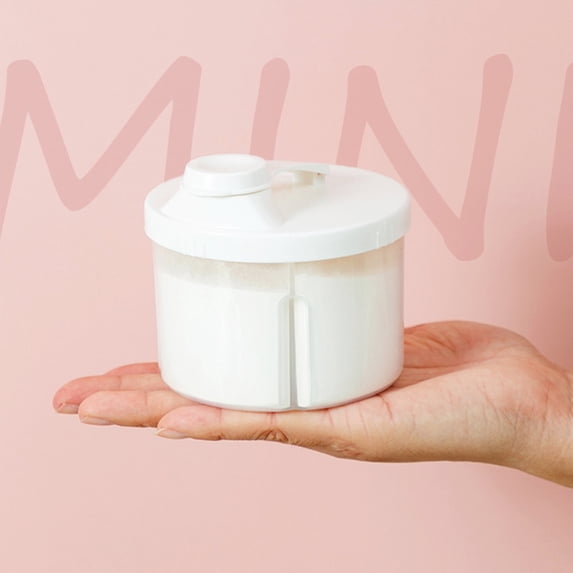 Food Storage Product Title Portable Milk Powder Formula Container with Four Compartment Dispenser for Travel Rotating - Formula Organizer for Nutrition, Beige, 3.7×2.36 inch