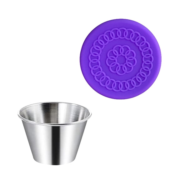 Food Storage Stainless Steel Condiment Cups with Lids - Small Dressing Containers for Lunch Dipping Cups Reusable Kitchen Storage Food Organizer, 2.32*1.69 in, Purple