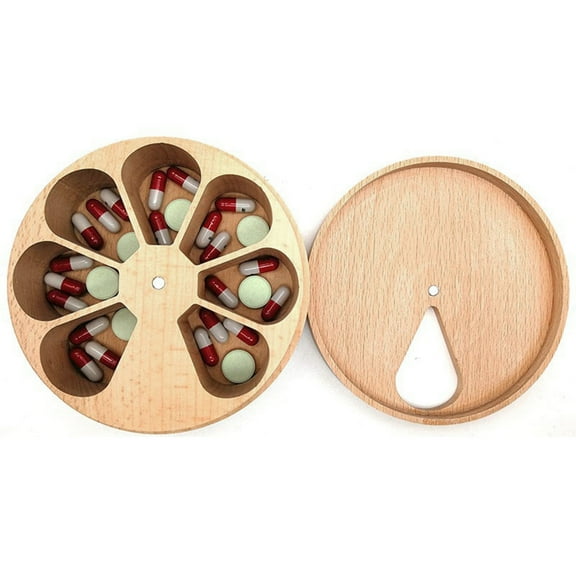 Food Storage Storage Jar with Large Compartments 7 Days Organizer Wooden Construction Wide Opening for Easy for Indoor and Outdoor Use