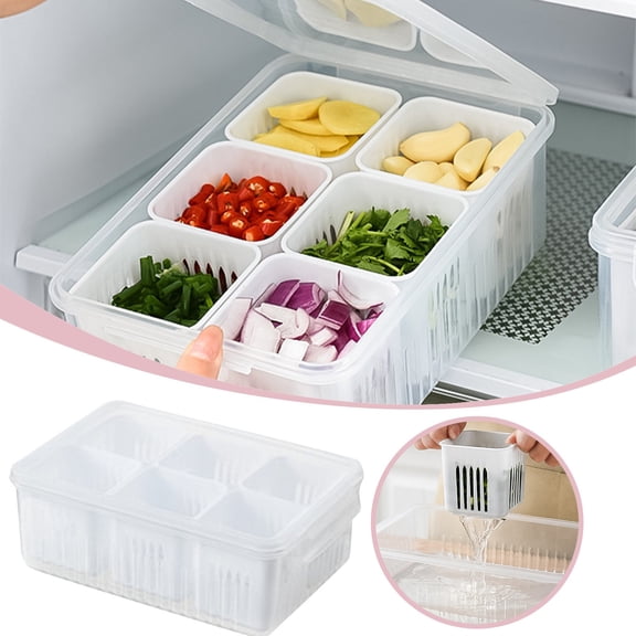 Food Storage | Stylish and Practical Divided Scallion with Lid for Fresh Garlic Fruits Vegetables and Secure Refrigerator Organizer for Easy Food Preservation, One Size, Black