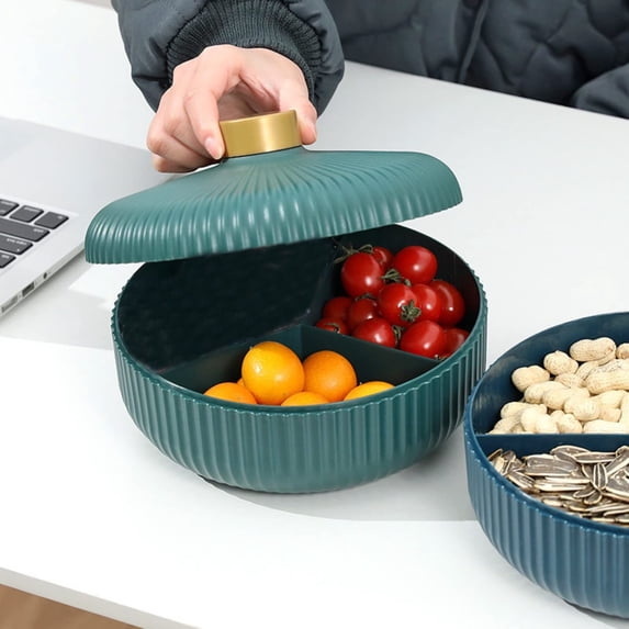 Food Storage Tray Dried Fruit Snack Bowl With Lid Plate Appetizer Serving Platter For Candy Pastry Nuts Dish,20.5*13cm/8.2*5.2 inches(1Pcs, Green)