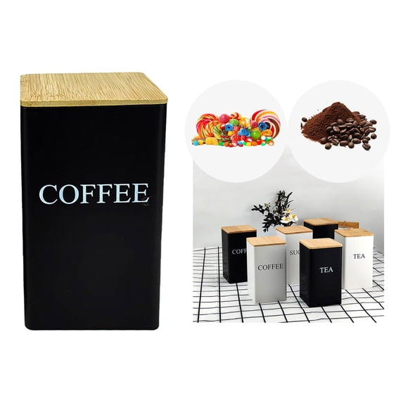 Food Storage Product Title Elegant Metal Coffee Tea Canister with Airtight Lid Kitchen Canister for Pantry Countertop Organization Farmhouse Home Storage Solution