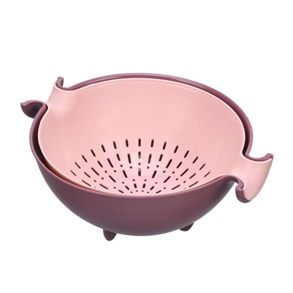 Food Strainers and Colanders Double Rotating Draining Basket Double Color Fruit Basket Plastic Dishwashing Basket Kitchen Supplies Storage Basket Double Round Fruit Basket Dishwashing