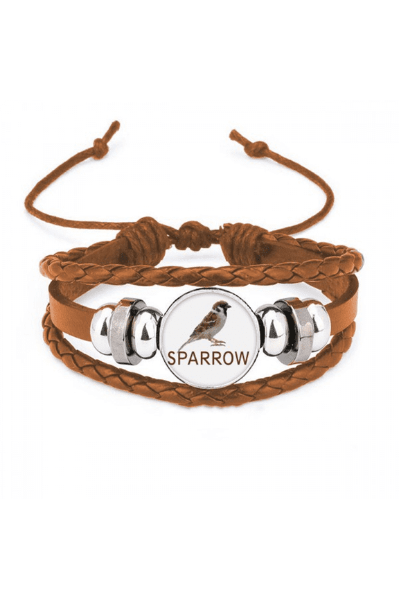 Food Support Sparrows Birds Bracelet Wristband Leather Jewelry Ornament