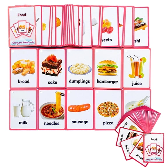 Food Theme English Word Cards Classroom Learning Aid For Toddler And Preschooler Language Development Classroom Training