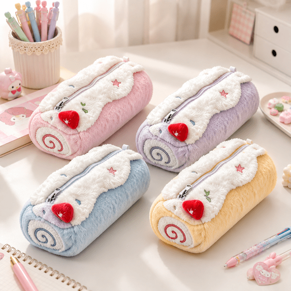 Kawaii Pencil Case with Food Themed,Big Capacity Cute Pencil Pouch for All Ages, 7.48*3.54*2.76IN Pink