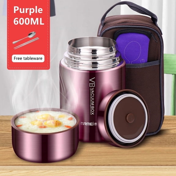 Food Thermal Jar Soup Gruel 316 Stainless Steel Vacuum Lunch Box Office Insulated Thermos Containers Spoon Box 600/800/1000ML