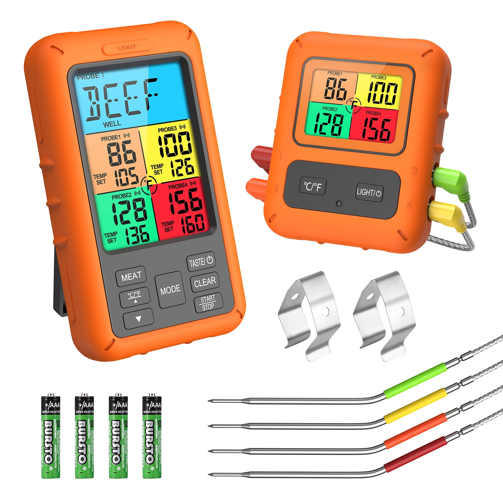 Food Thermometer, AMIR Wireless Meat Thermometer with 4 Meat Probes