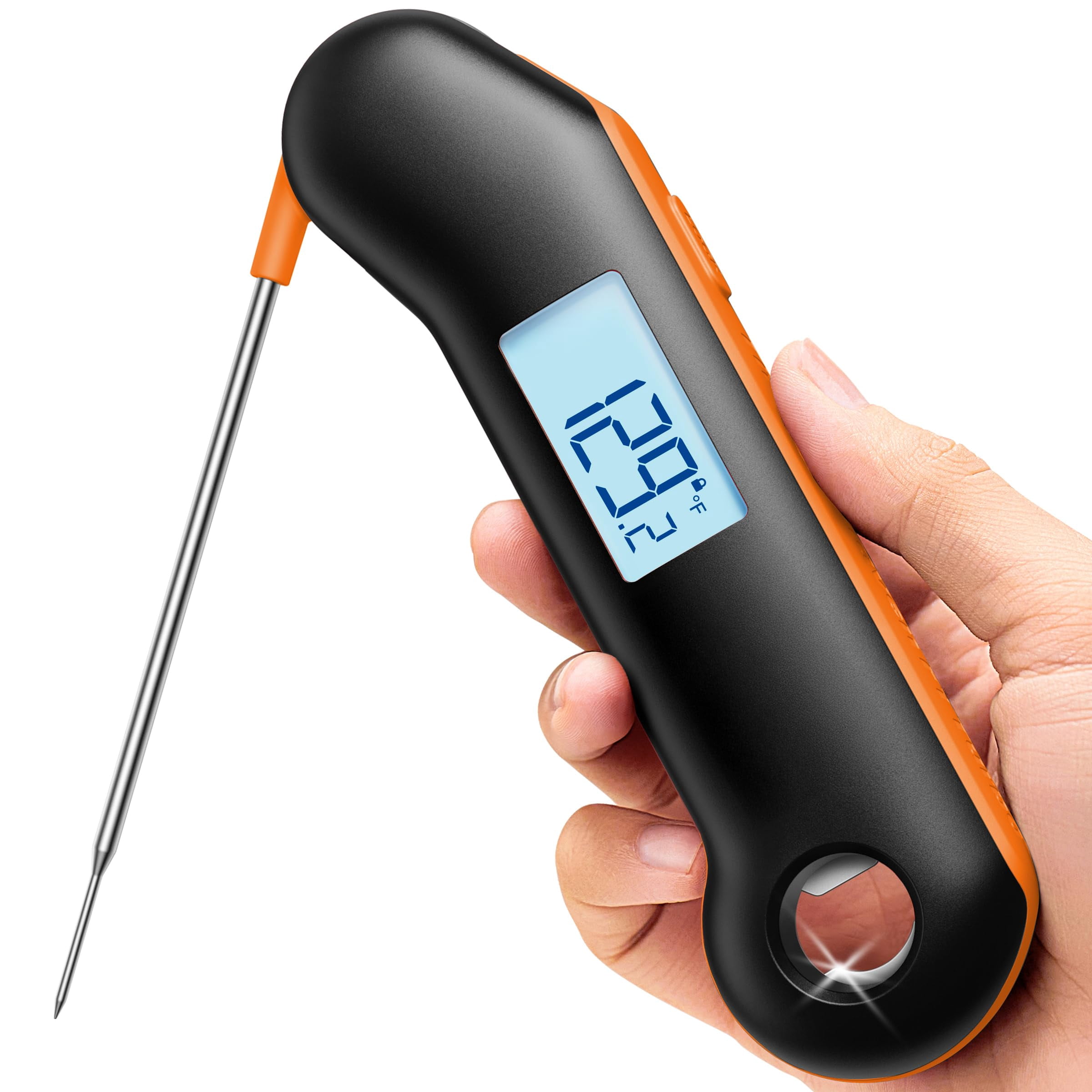 Food Thermometer Black&Orange Instant Read for BBQ/Grill/Cooking