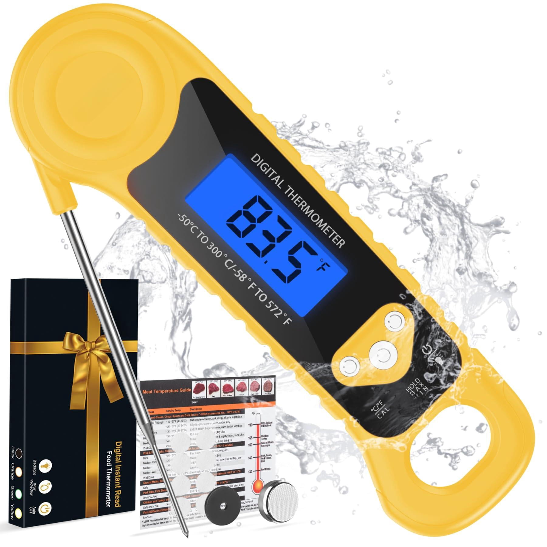 Food Thermometer Yellow Digital Instant Read for Cooking Candy Deep Fry BBQ Grill