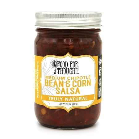 Food for Thought Medium Chipotle Bean and Corn Salsa - Hand Crafted and Truly All Natural Salsa using Sustainably Sourced Ingredients - Organic and Fresh Gourmet Appetizer Dip - 13 oz (368g)