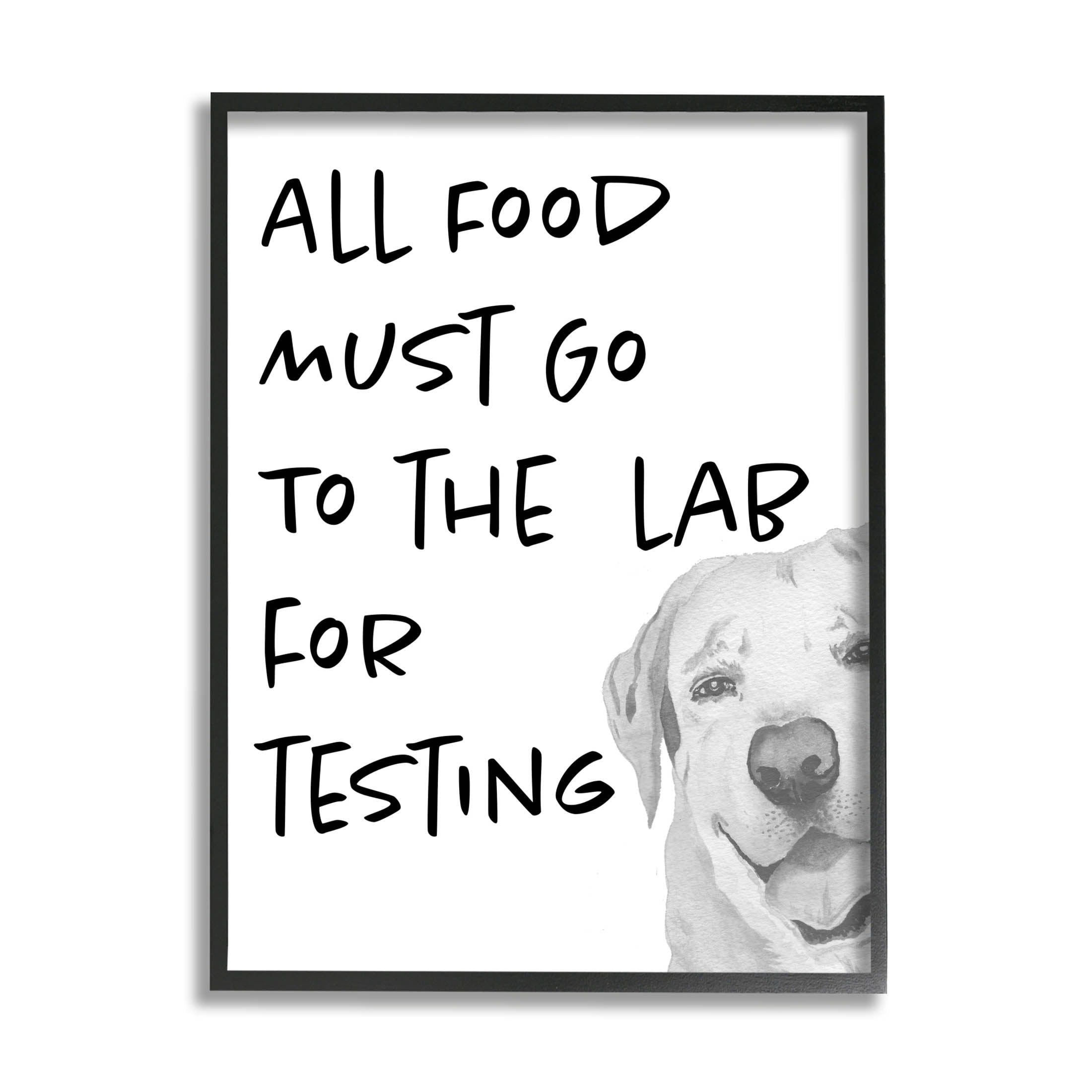 Food To Lab For Testing Funny Dog Animals & Insects Graphic Art Black Framed Art Print Wall Art