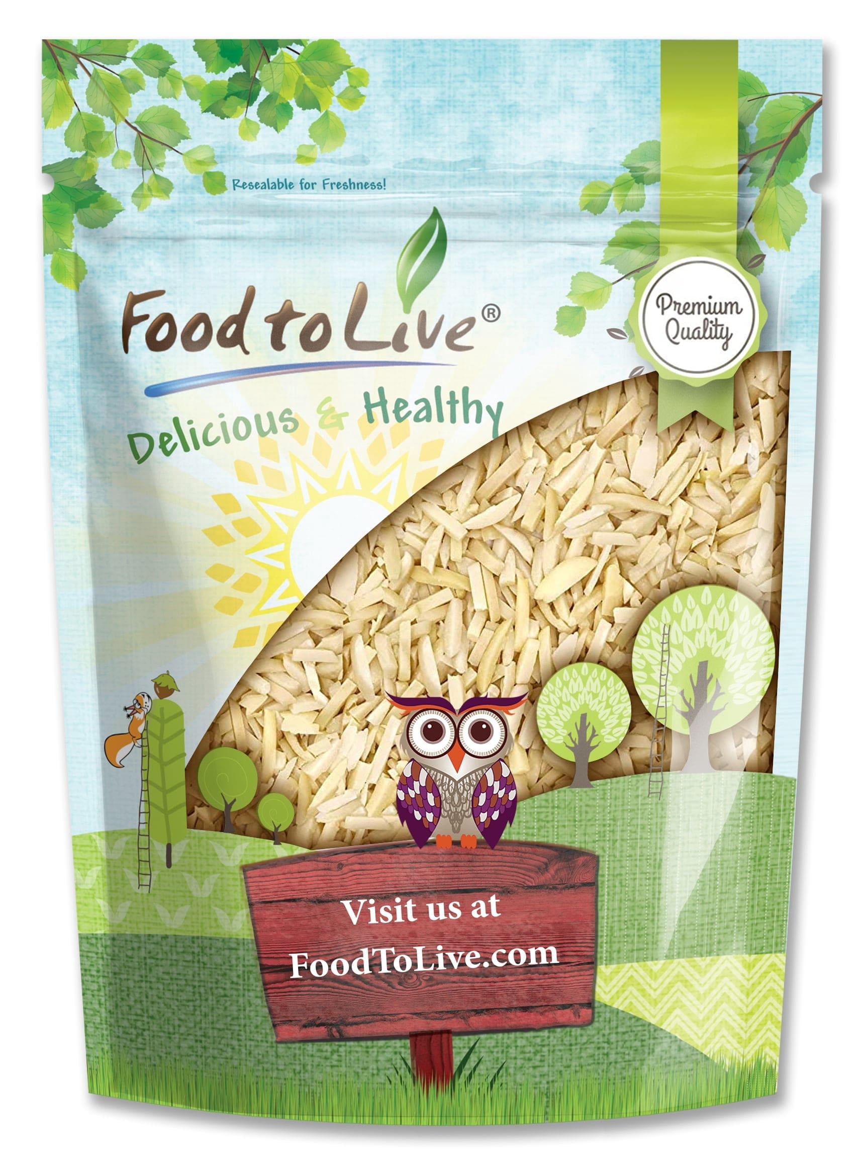 Blanched Slivered Almonds, 4 Pounds - Kosher, Vegan - by Food to Live