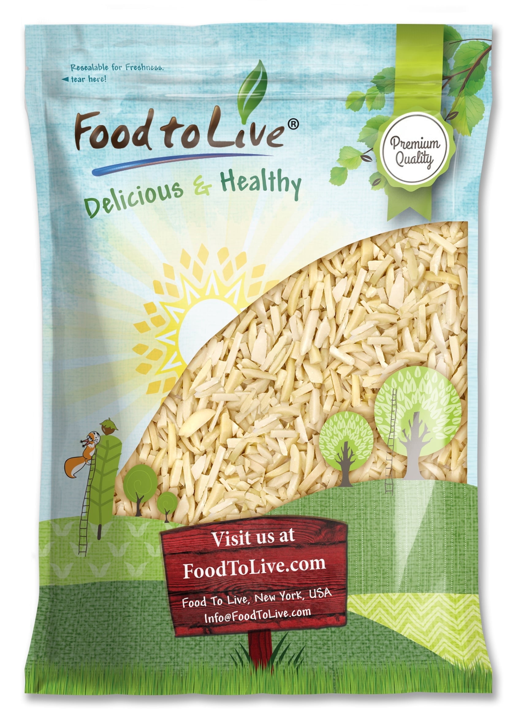 Blanched Slivered Almonds, 8 Pounds - Kosher, Vegan - by Food to Live
