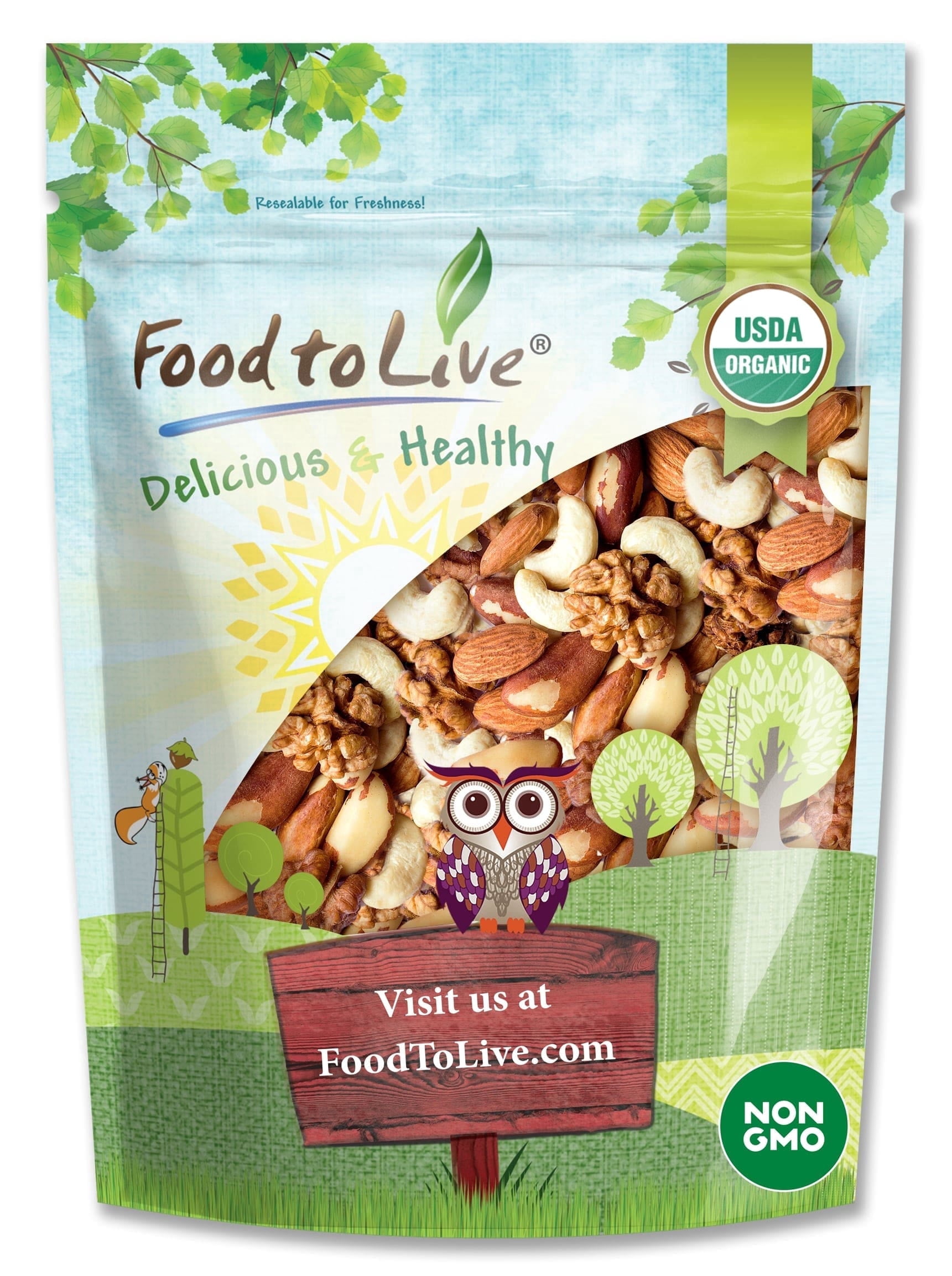 Organic Mixed Raw Nuts, 1 Pound - Non-GMO, Kosher, Raw, Vegan - by Food to Live