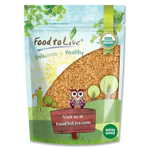 Organic Whole Golden Flaxseed, 8 Ounces - Non-GMO, Kosher, Raw, Vegan - by Food to Live
